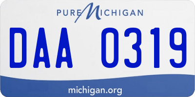 MI license plate DAA0319