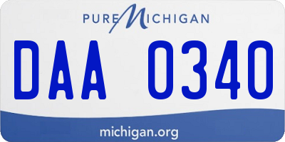 MI license plate DAA0340