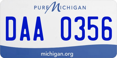 MI license plate DAA0356