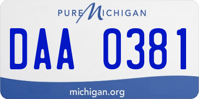 MI license plate DAA0381