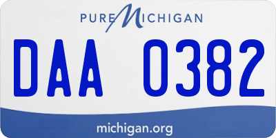 MI license plate DAA0382