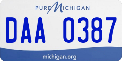 MI license plate DAA0387