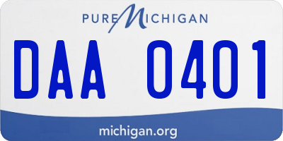 MI license plate DAA0401