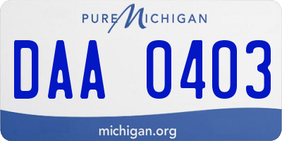 MI license plate DAA0403