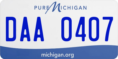 MI license plate DAA0407