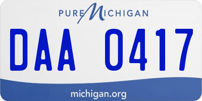 MI license plate DAA0417