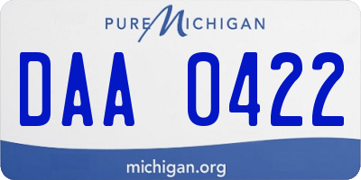 MI license plate DAA0422