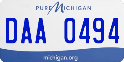 MI license plate DAA0494
