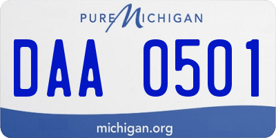 MI license plate DAA0501