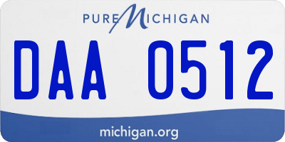 MI license plate DAA0512