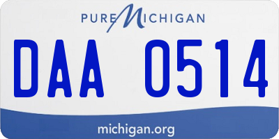 MI license plate DAA0514