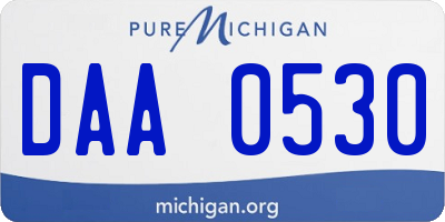 MI license plate DAA0530