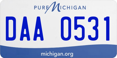 MI license plate DAA0531