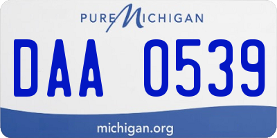 MI license plate DAA0539