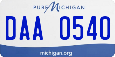 MI license plate DAA0540