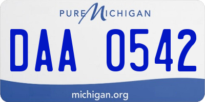 MI license plate DAA0542