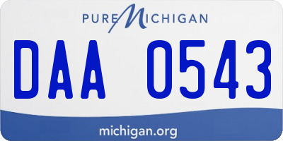 MI license plate DAA0543