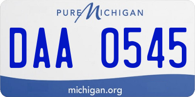 MI license plate DAA0545