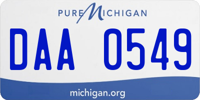 MI license plate DAA0549