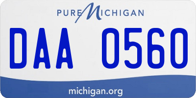 MI license plate DAA0560