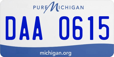 MI license plate DAA0615