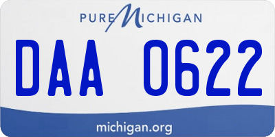 MI license plate DAA0622