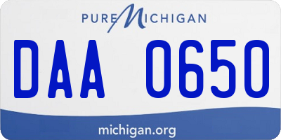 MI license plate DAA0650