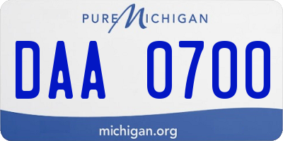MI license plate DAA0700