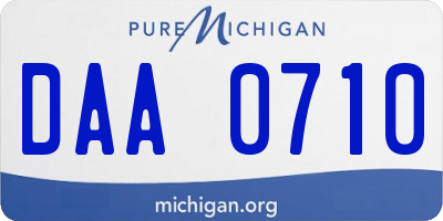 MI license plate DAA0710