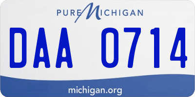 MI license plate DAA0714