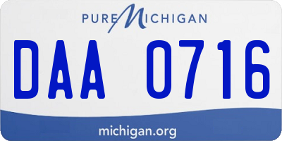 MI license plate DAA0716