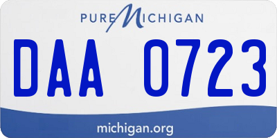 MI license plate DAA0723
