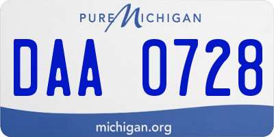 MI license plate DAA0728