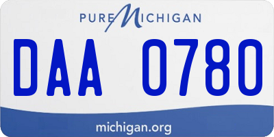 MI license plate DAA0780