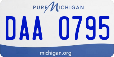 MI license plate DAA0795
