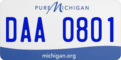 MI license plate DAA0801