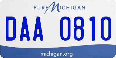 MI license plate DAA0810