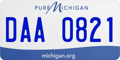 MI license plate DAA0821
