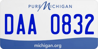 MI license plate DAA0832