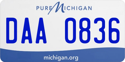 MI license plate DAA0836