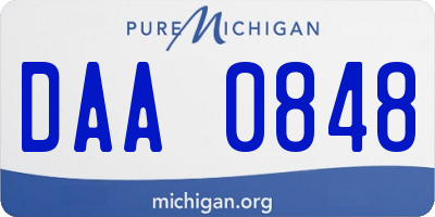 MI license plate DAA0848