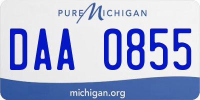 MI license plate DAA0855