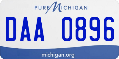 MI license plate DAA0896
