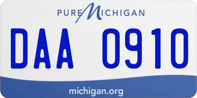 MI license plate DAA0910