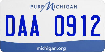 MI license plate DAA0912