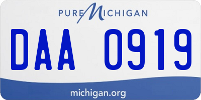 MI license plate DAA0919