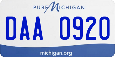 MI license plate DAA0920