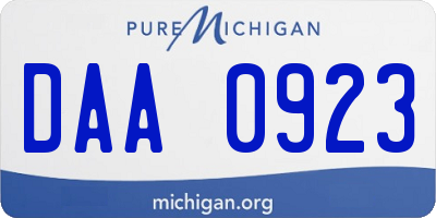 MI license plate DAA0923