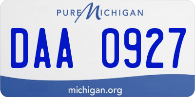 MI license plate DAA0927