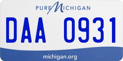 MI license plate DAA0931